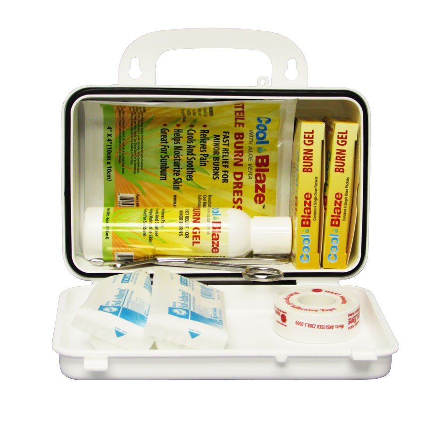 Burn Care First Aid Kit in Plastic Container 8" x 8" x 2.5"